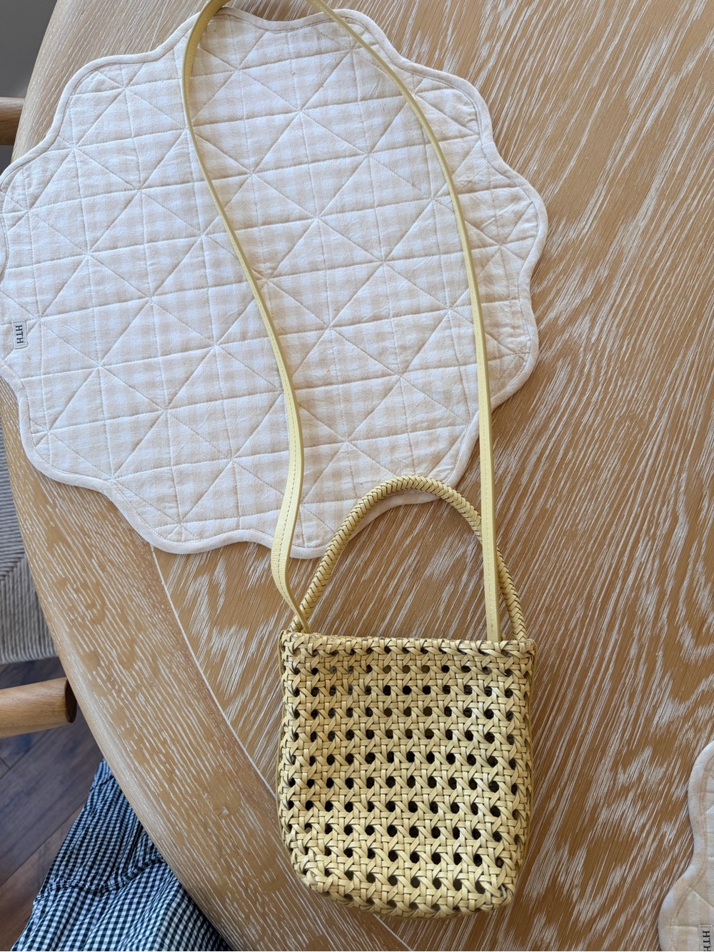 Madewell Handwoven Cane Mini Bag in Iced Lemon